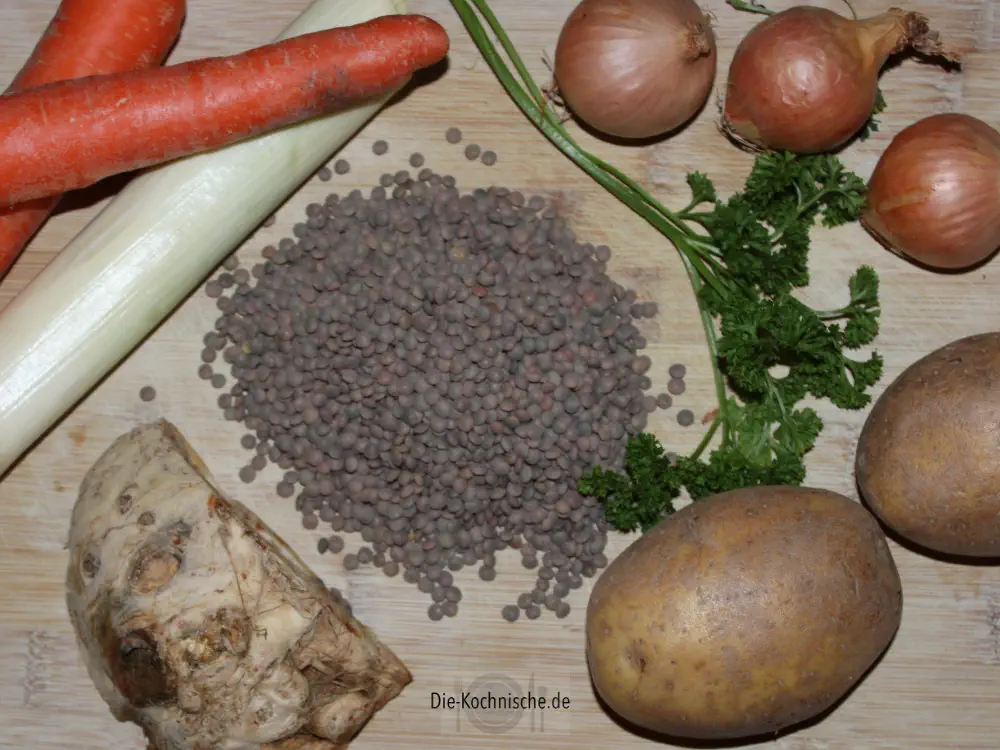 Linseneintopf Zutaten: Suppengemüse & Kartoffeln